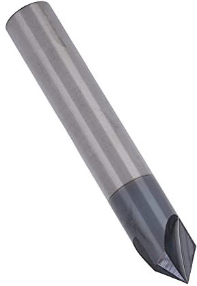 Yctze Chamfer End Mill 3-Flute 90° Tungsten Steel Milling Cutter Bit, CNC Polishing Carving Tool for Aluminum Copper Engraving (D8*90°*60L)