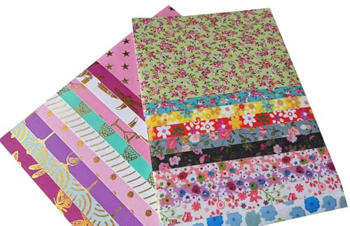 CAICXI 20 Blatt 15 x 10 cm selbstklebender Polyester-Stoff, Blumig, Abstrakt, Geometrisch, ideal für Kunst und Handwerk, Verpackungen