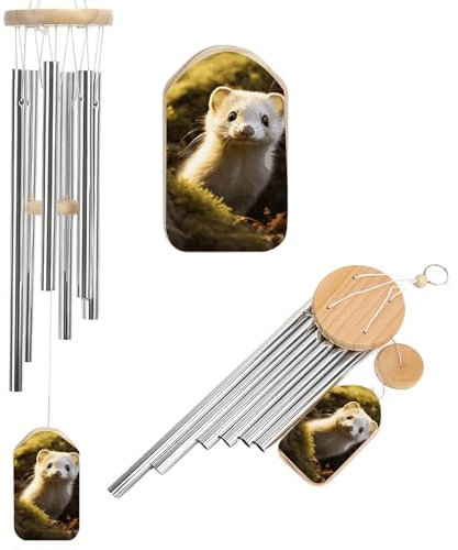 Niedliches Wiesel-Windspiel für draußen, einzigartige Aluminiumrohre, Gedenk-Windglocke, groß, tiefer Ton, Windspiel für Terrasse, Garten, Dekoration, Geschenk für Mutter, Frauen, Nachbarn