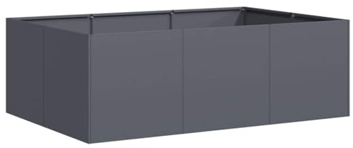 vidaXL Planteringskärl antracit 120x80x40 cm stål, planteringsställ, växtbricka, trädgårdsplanteringskärl, planteringsställ, upphöjd bädd