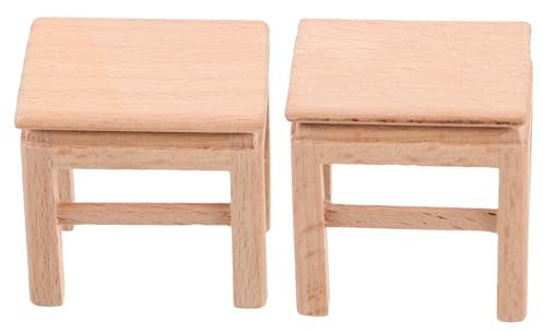 UPKOCH 2stücke Miniatur Holzstuhl Hocker Für Miniaturmöbel Dekorative Möbelaccessoires Für Puppenhäuser Und Spielszene