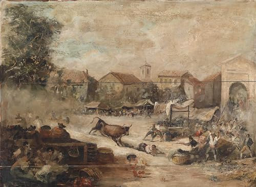 POSTERIIk Vintage Leinwand Ölgemälde Poster Kunstwerke Dem Stier Entkommen von Eugenio Lucas Velázquez Druckgrafik für Wanddekoration 60x90cm