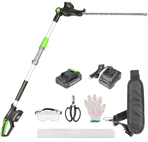 Taille-haie sans fil 20 V avec taille-haie électrique à piles de 50,8 cm de portée de 3 m avec tige d'extension, plusieurs angles pour tailler les arbustes