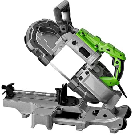 Sega a Nastro da 12 Cm per Tagliare Il Metallo, Sega Troncatrice, con Base Rimovibile, velocità di Taglio 0,8-2,40 M/S, Illuminazione a LED Integrata, Adatta per Metallo, Legno ECC.