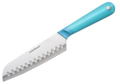 nutrifresh Easy Prep 12.5cm Santoku Knife - Stainless Steel Hollow Ground Blade with Ergonomic Handle & Full Tang Construction for Precise Chopping and Slicing