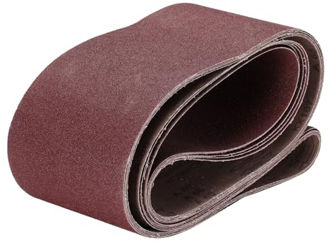 QUARKZMAN 5Pcs De Bandas De Lijado De 6 X 89 Grano 60 Óxido De Aluminio Papel De Lijado Para Pulido Y Molienda De Metal Y Madera, Color Marrón Rojizo