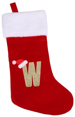 SULOLI Weihnachtsstrumpf,Rote Strumpftaschen,Geschenktüten Weihnachtssocken Zum Aufhängen für Weihnachtsbaum und Heim Deko(W)