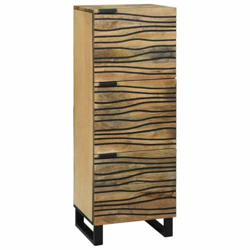 vidaXL Highboard aus massivem Mango-Holz mit 3 Türen – Praktische Aufbewahrung für Wohnzimmer, Homeoffice, Schlafzimmer, Sideboard, Essbereich, rustikales Design