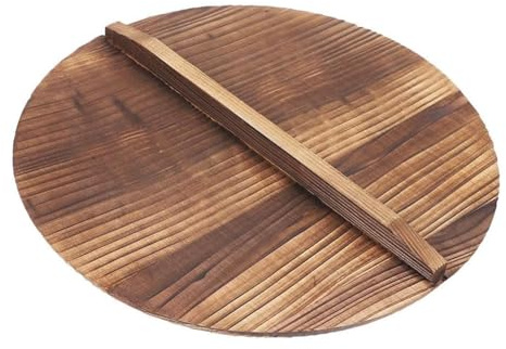 YWJLQH Tapa Redonda de Madera para Sartén, Accesorio Universal con Asa, para Uso en El Hogar, 32cm