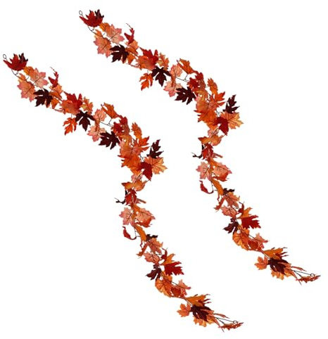 Asukohu Lot de 2 feuilles de vigne artificielles à suspendre - 175 cm - Pour fête de Thanksgiving, centres de table, mariage, Halloween, automne, mariage