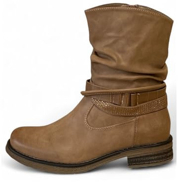 Pogolino Damen Stiefeletten Nieten Biker Boots Glitzer Stiefel leicht gefüttert 1573