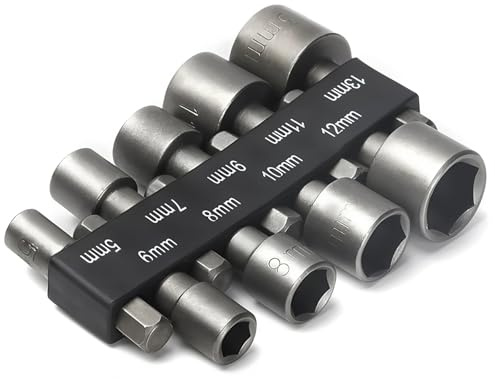 9 Pcs Hex Shank Nut Setter Driver, 5-13 mm Magnetic Drill Bit Set | 1/4 inch Hex Shank Quick Change Metric Nut Driver Set Powerful Socket Combination Suitable for Electric Manual Screwdrivers