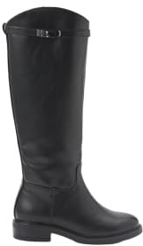 Koroshi Botas Altas Mujer Efecto Piel Estilo Montar Negro
