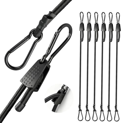 6 Stück Verstellbar Spanngummi mit Haken, Expander Spanngummi mit Karabiner, 100cm Extra Stark Gummispanner Gummibänder für Sonnensegel, Gartengeräte, Gepäcktransport, Camping