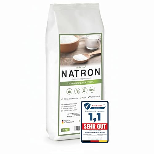 Natron Pulver 1kg - Baking Soda 100% Hochreine LEBENSMITTELQUALITÄT, Vielseitig verwendbar für Haushalt, Reinigung und DIY