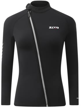 ZCCO Combinaisons en néoprène Top Veste Combinaison en néoprène Femmes Hommes Combinaison en néoprène Veste à manches longues Fermeture éclair avant (Femmes Wetsuit Top, L)