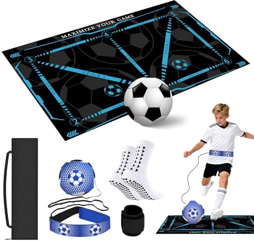 Meetory Fussball Matte - Fußballtrainingsmatte 90x60cm Rutschfest Silent Fussballmatte Training Trainingsmatte Für Ballkontrolle & Schritt-übungen Stoßdämpfende Fußball Trainingsmatte Trainingszubehör