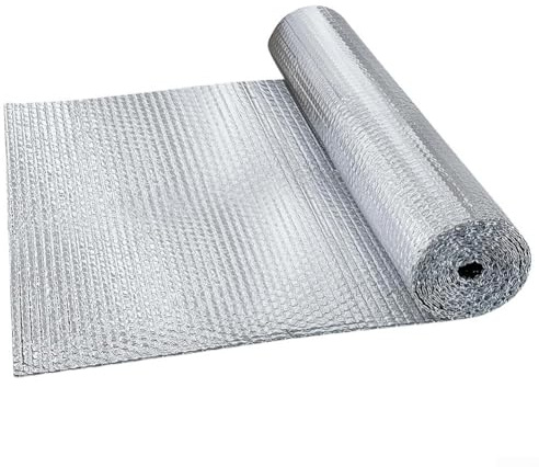 Film d'isolation thermique double couche en aluminium pour fenêtres, toits, portes de garage, reflète la chaleur, installation à faire soi-même pour camping-car et usage domestique (5 x 0,6 m)