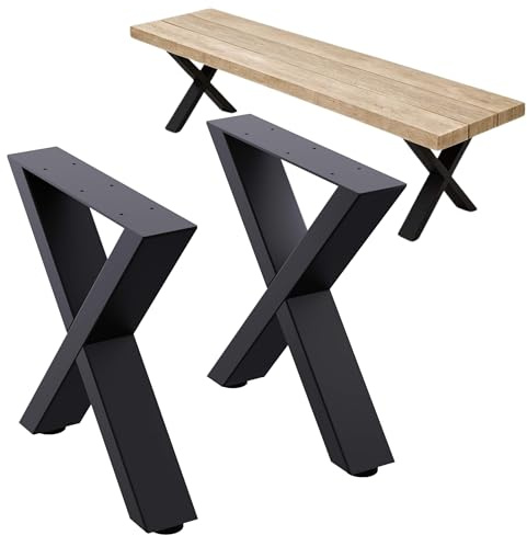 DanDiBo 2 x telaio per panca in metallo nero, 43 x 40 cm, gambe per panca 9666