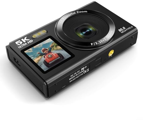 Videoregistratore digitale 5K CCD doppio schermo portatile Zoom 18X 80MP Vlogging (nero)
