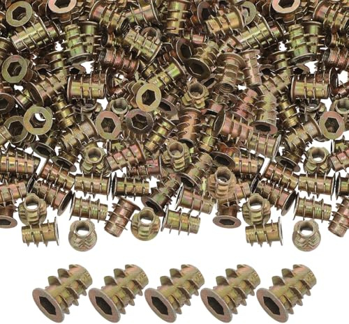 OSALADI 200 Pezzi Inserti Filettati Struttura a Flangia e Incassato in Lega di Zinco M4x10 Resistenti All'usura Alta Resistenza per Riparazione e Assemblaggio Mobili in Legno