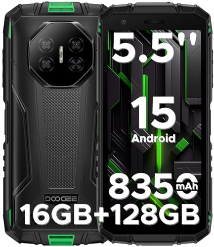 DOOGEERugged Fire 3 Pro Rugged Smartphone 2026, 16GB+128GB Android 15 Telefono Indistruttibile, 8350mAh/18W, UNISOC T7200 Octa Core Telefono Rugged,16MP+8MP, 4G Dual SIM/Widevine L1/Face ID/NFC, Verde