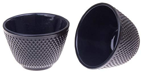 Juego de 2 tazas de té de hierro fundido, color negro