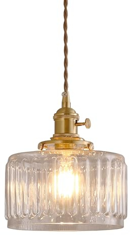 YOXANG Moderno LED Iluminación colgante Creativo Candelabros Luces de techo Habitación Lámpara de noche Vidrio Pantalla de lámpara Latón Portalámpara Luces colgantes E27 Ø17CM (Transparente, Vidrio)