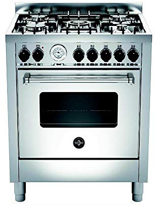 Bertazzoni La Germania Americana AMN765EXT cucina Piano cottura Acciaio inossidabile Gas A - Forni e Piano cottura (Piano cottura, Acciaio inossidabile, Manopola, Nero, Frontale, Analogico)