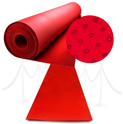 Red Carpet Runner for Party 2.2 x 16.4 FT- Non Slip 3mm Thick Wedding Aisle Runner - Red Rug for Indoor Outdoor Ceremony Party Decorations Hollywood Oscars Event Runway Fashion Show
