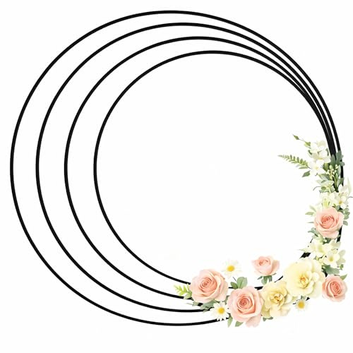 NaDeco Metallring zum basteln, Schwarz beschichtet Ø 20-50 cm, 3-4 mm dick, Metall Ring Drahtring Dekoring Bastelring, für DIY Makramee Traumfänger Floristik Hochzeitsdeko, Größe: Ø 40 cm