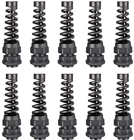 sourcing map 10Stk.PG11 Kabelverschraubung Wasserdichtes Nylongelenk Kontermutter mit Zugentlastung für Draht mit 5 bis 10 mm Dmr