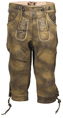 Trachten Lederhose aus echtem Leder Antik Dunkelbraun Kniebundhose Größe 46 48 50 52 54 56 58 60 (58)