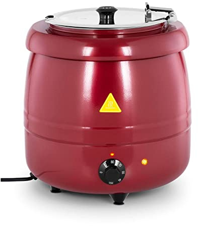 Royal Catering RCST-9404 Soupi?re Électrique Professionnelle Pro (400 W, 10 l, 35-80 °C, Rouge, Acier & Acier inoxydable)