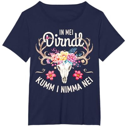 Damen Dirndl Tshirt Trachtenshirt Damen Kompatibel für Oktoberfest T-Shirt, Schwarz, XL