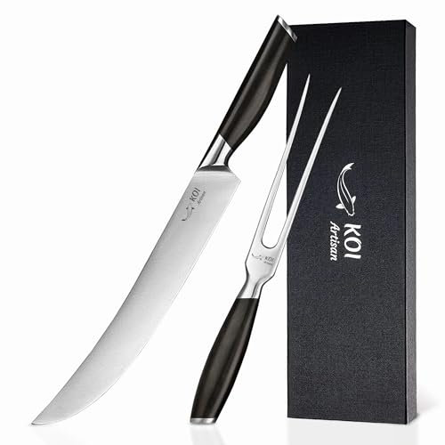 KOI ARTISIAN Knife & Fork Set, Sharp Stainless Steel Blades, Comfortable Grip for Raw & Cooked Meat
