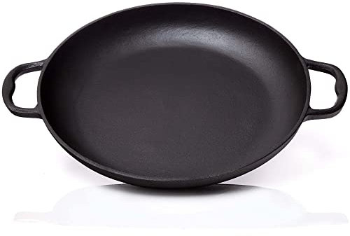 BBQ Nerd© Padella per paella in ghisa Ø 36 cm (6 persone) Padella antiaderente con fondo piatto per paella tradizionale spagnola Padella in ghisa per barbecue, braciere e fornelli incl. induzione