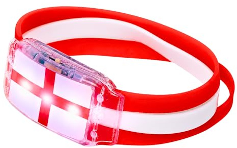 England Flag LED Wristbands – Light Up St George Cross Bracelets for FIFA 2026 World Cup, Football Matches, Sports Events, Street Parties and Fan Celebrations