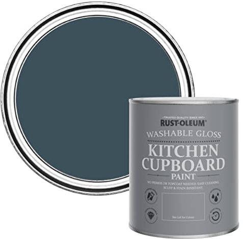 Rust-Oleum Blau abwaschbare Küchenschrankfarbe in blau mit Hochglanz Finish - Abendblau 750ml
