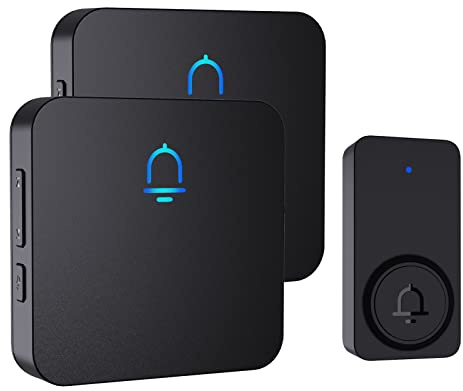 SECRUI Doorbell, 2 Receiver Wireless Doorbell with 1000ft Range, Adjustable Volume, Waterproof Design, Hassle-Free Installation, 32 Melodies, Black