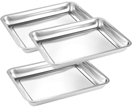 GANAZONO 3stücke Teiliges Aus Edelstahl Servierplatten Praktische Rechteckige Grillschalen Für Bbq Backen Und Servieren Von Snacks Desserts Und Fisch