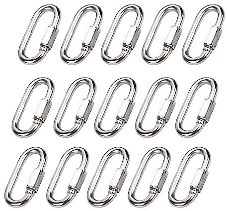 AstarFavor 15 Stück Edelstahl Schraubverbinder M5, Kettenglied, Schraubkarabiner Kettenverbinder für Drahtseil, Camping, Wandern
