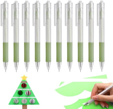 Kunst Utility Messer Stift Cut Aufkleber Scrapbooking Schneidwerkzeug Kreative Einziehbare Hobby Schnitzwerkzeuge mit Taschenclip für DIY Handwerk Supplies – 10 Stück grüne Messerstifte