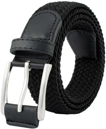 BOZEVON Elastischer Flechtgürtel - Unisex Verstellbar Stretchgürtel Geflochtener Gürtel Business Stoffgürtel Gürtel Lässiger Gürtel für Damen und Herren Länge 105 cm - Schwarz