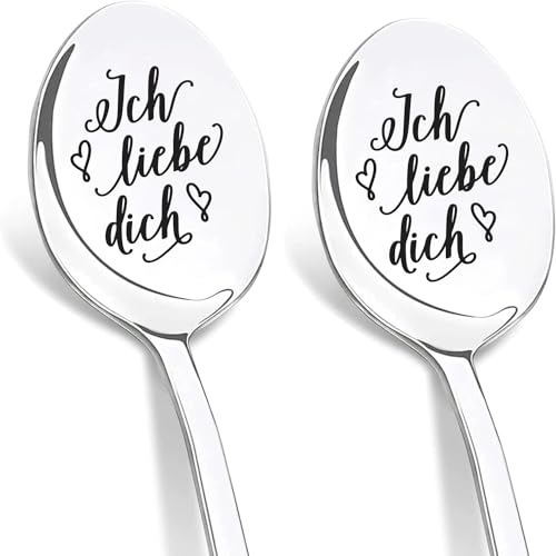 Maqhpu Valentinstag Geschenke für Ihn Sie, 2 Stück Liebes Löffel mit Gravur - Ich Liebe Dich, Geburtstag Weihnachten Hochzeitstag Geschenk für ihn sie Frauen Männer Paar Partner