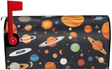 BROLEO letterbox cover Waterproof sun protection Fits standard or large size mailboxes Outer Space Galaxy Solar System picture 21x18 in