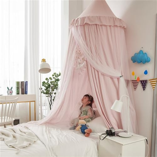 Betthimmel Babybett Baldachin Kinderzimmer, Baldachin Kinderbett Baldachin Moskitonetz Kinder Prinzessin Spielzelte, Betthimmel Mädchen & Jungen zum Schlafen, Spielen & als Mosquitonetz (Hellrosa)