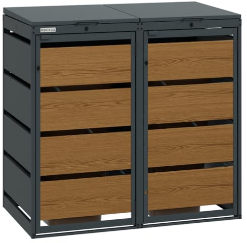 Golden Oak | 2er Mülltonnenbox für Mülltonnen bis 120 Liter | Mülltonnenverkleidung | Mülltonnenhaus | Box für Mülltonnen | Mülltonnenunterstand