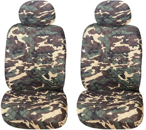 Susy Shop Fundas universales para asientos de coche, delanteras y traseras, compatibilidad universal, montaje sencillo, camuflaje clásico, par delantero