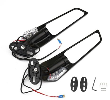 Motorcycle mirrors with indicators For Ninja ZX6R ZX10R 250 300 400 YZF R1 R3 R125 R15 R25 replacement wind wing side mirrors Stealth Rotatable 360 Adjustable Motorbike mirror (big size with LED)